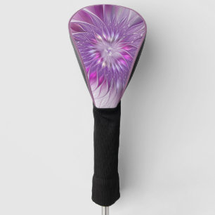 Couvre-club De Golf Fleur Rose Violet Passion Abstraite Art Fractal