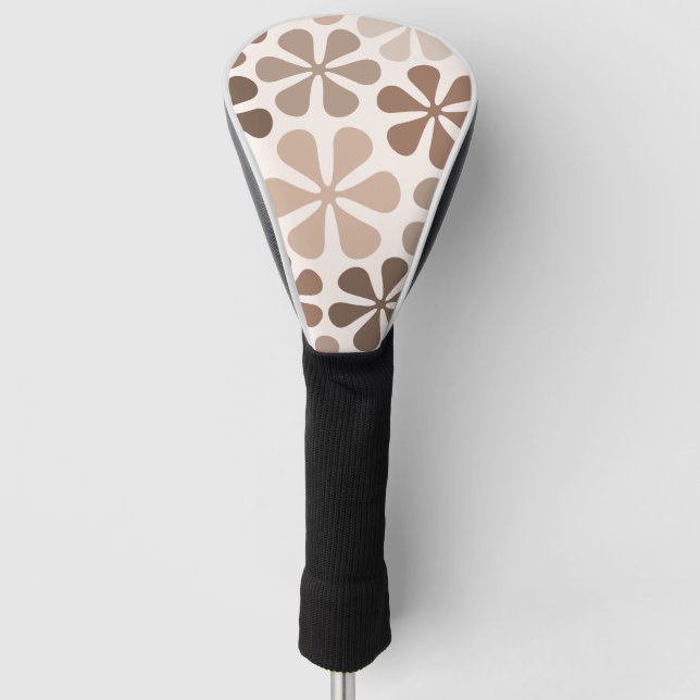 Couvre-club De Golf Fleurs Abstraites (B) Crème Brown de Taupe (Devant)