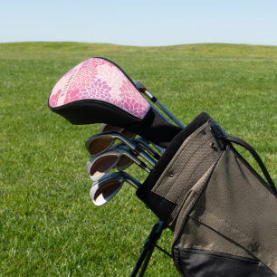 Couvre-club De Golf Fleurs Dahlia Roses, Motif De Fleurs, Votre Nom