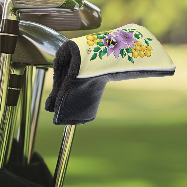 Couvre-club De Golf Fleurs de lavande de bourdon Jaune (Créateur téléchargé)