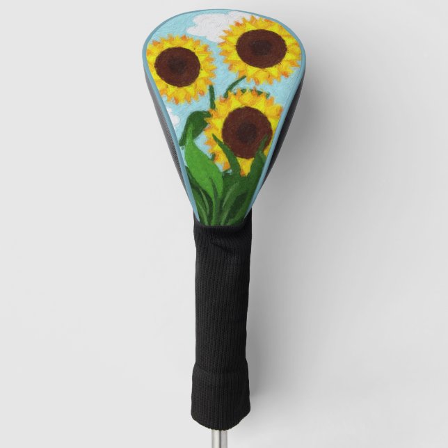 Couvre-club De Golf Fleurs de soleil peintes (Devant)