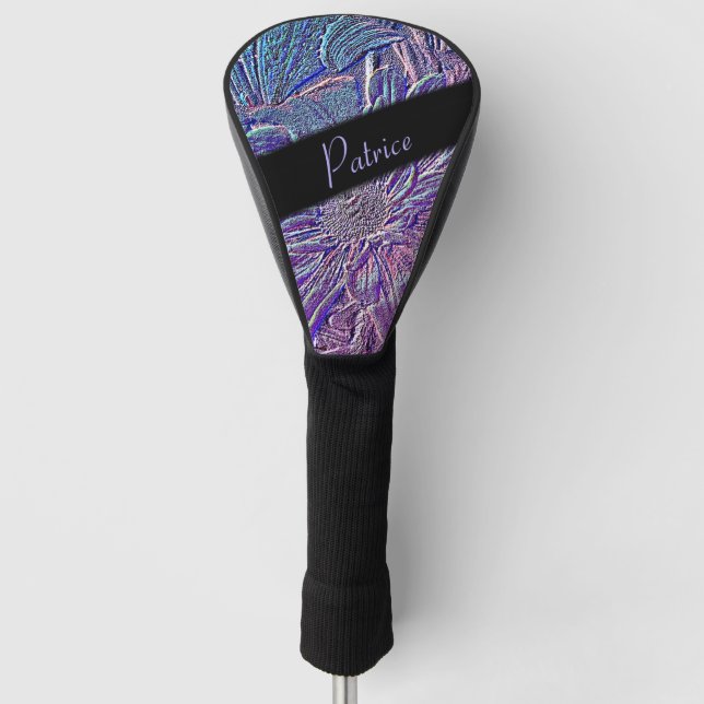 Couvre-club De Golf Floral mauve métallique (Devant)