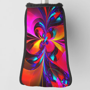 Couvre-club De Golf Floral moderne Art Abstrait Rouge Bleu Motif #07