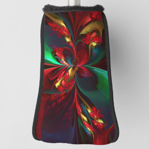 Couvre-club De Golf Floral moderne Art Abstrait Rouge Vert Motif #11