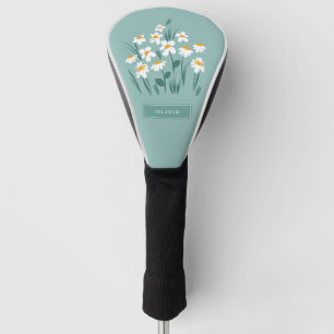 Couvre-club De Golf Floral moderne marguerite bleu girly élégant éléga