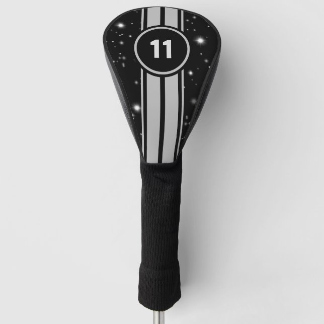 Couvre-club De Golf Frappe de course noir et argent (Devant)
