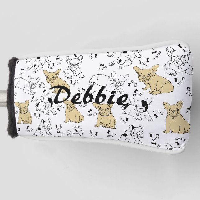 Couvre-club De Golf Frenchie aime les os (Devant)