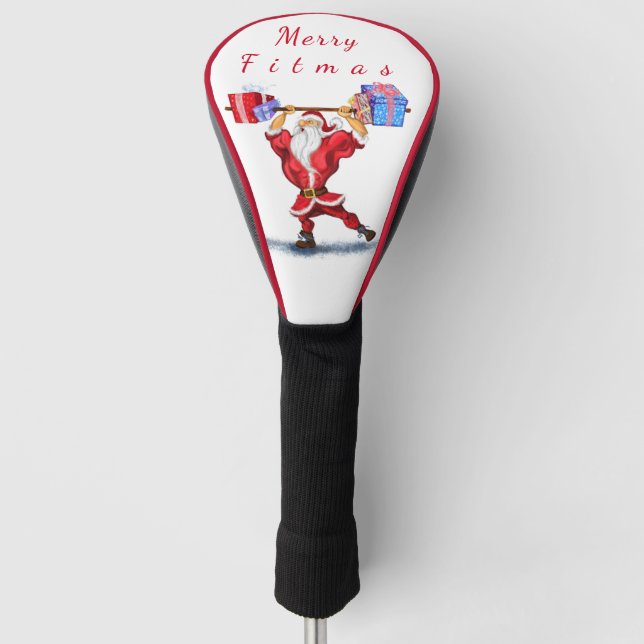 Couvre-club De Golf Fun Bodybuilder Santa Claus avec cadeaux de Noël (Devant)