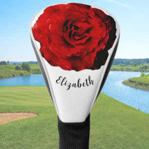 Couvre-club De Golf Fun rouge foncé rose fleur personnalisée dames