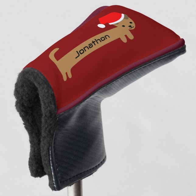 Couvre-club De Golf Funny Dachshund Bourgogne Rouge mignonne (Devant 3/4)