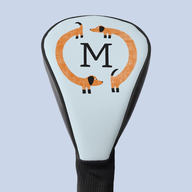 Couvre-club De Golf Funny Dachshund Chien Monogramme (Fun Dachshund Wiener Sausage Dog personalize monogram initial golf head cover)