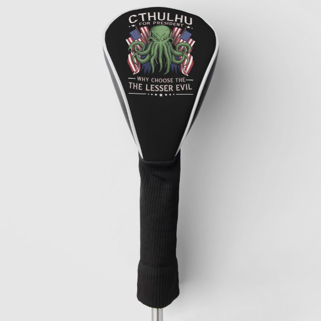 Couvre-club De Golf Funny Elections 2024 Cthulhu pour le président (Devant)