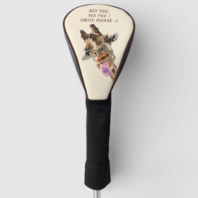 Couvre-club De Golf Funny Golf Tête Couverture Joueuse Giraffe Texte P (Devant)