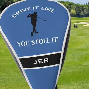 Couvre-club De Golf Funny Golfer Humour Pour Lui Monogram Sports Blue 
