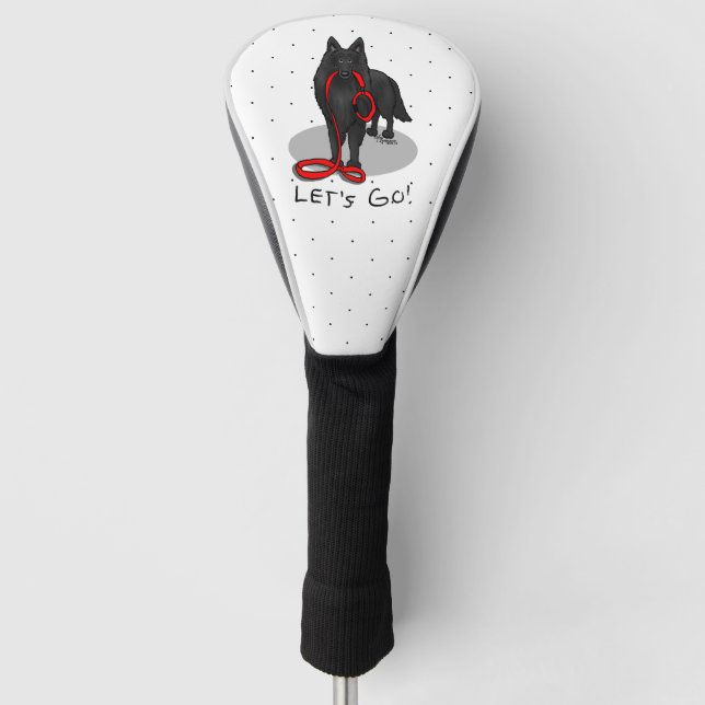 Couvre-club De Golf Funny Let's Go! Walk Belgian Sheepdog (black 1) (Devant)