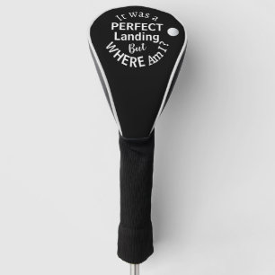 Couvre-club De Golf Funny Papa Golf Ball Humour noir blanc Typographie