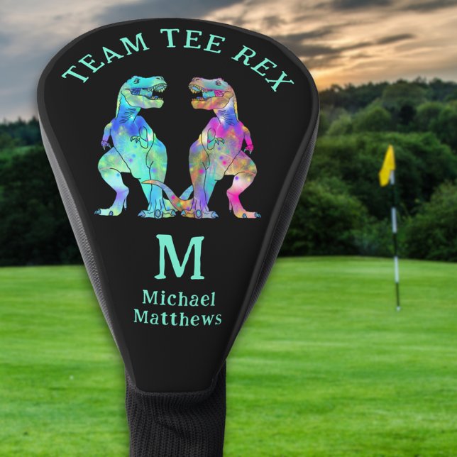 Couvre-club De Golf Funny Team Tee Rex Dinosaur Joke Custom Monogram (Personalized monogram Funny team tee Rex dinosaur golfing joke golf head cover)