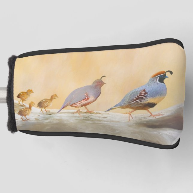 Couvre-club De Golf Gambrel's Quail Painting Original Bird Art (Devant)