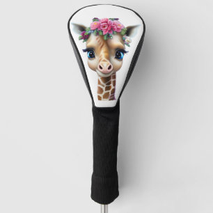 Couvre-club De Golf Giraffe Bébé mignonne avec Fleurs et Holly