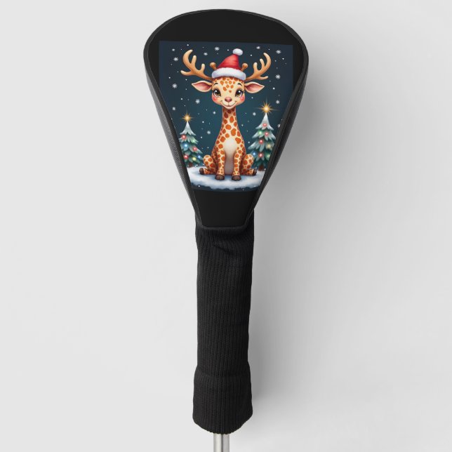 Couvre-club De Golf Giraffe Reindeer Casquette Père Noël Christmas Tre (Devant)