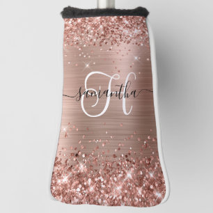 Couvre-club De Golf Glitterie Rose or Glam Monogramme