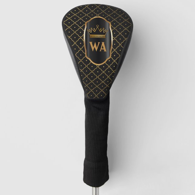 Couvre-club De Golf Gold Black Monogram Golf Head Coque (Devant)