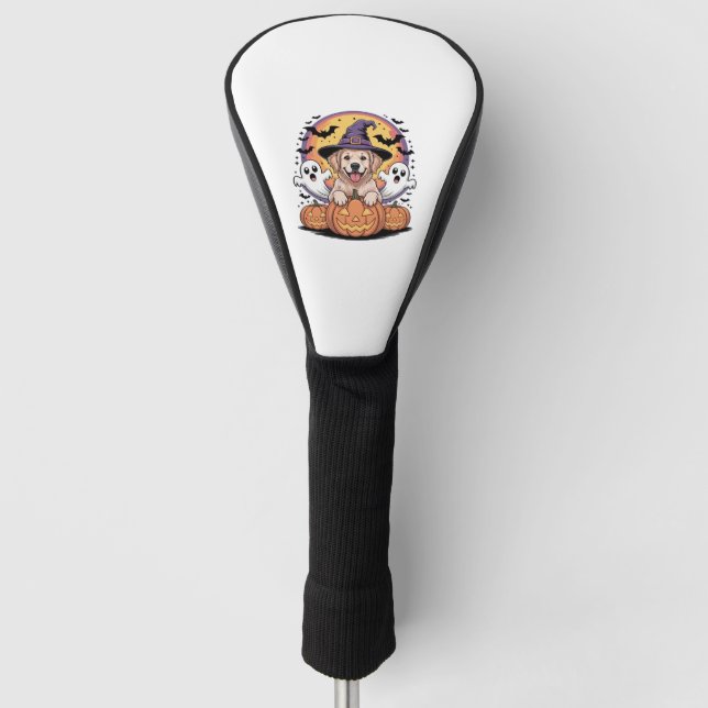 Couvre-club De Golf Golden Retriever Halloween Witch Chien classique T (Devant)