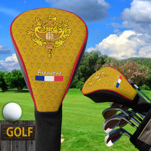 Couvre-club De Golf Golf France, Emblème d'or, Drapeau français