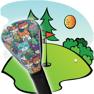 Couvre-club De Golf GOLF HEAD COVER - I Love Golf... and Cats, Too!!