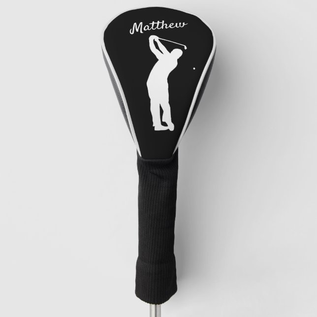Couvre-club De Golf Golf Head Cover monogrammé "golfer Matthew" B&W (Devant)