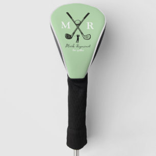 Couvre-club De Golf Golfeur . monogramme golf-joueur vert pâle