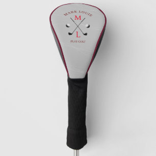 Couvre-club De Golf Golfeur Monogramme Gris Clair