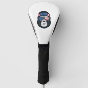 Couvre-club De Golf Gorille Patriotique Gravure Vintage Vecteur Visage