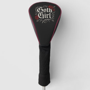 Couvre-club De Golf Goth Girl Rouge Rose Floral Vine Noir gothique