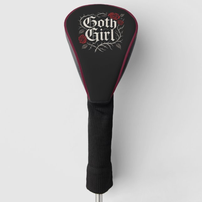 Couvre-club De Golf Goth Girl Rouge Rose Floral Vine Noir gothique (Devant)