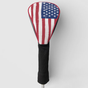 Couvre-club De Golf Grange à drapeau américain peint Amérique Vintage
