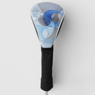 Couvre-club De Golf Graphique d'art fractal gris bleu Abstrait moderne