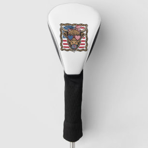 Couvre-club De Golf Graphique de drapeau vintage de vache des Highland