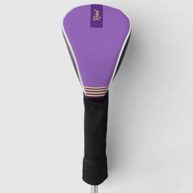 Couvre-club De Golf Grattez violet et or moderne (Devant)