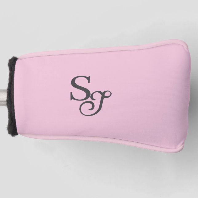 Couvre-club De Golf Gray script initial monogram pink (Devant)