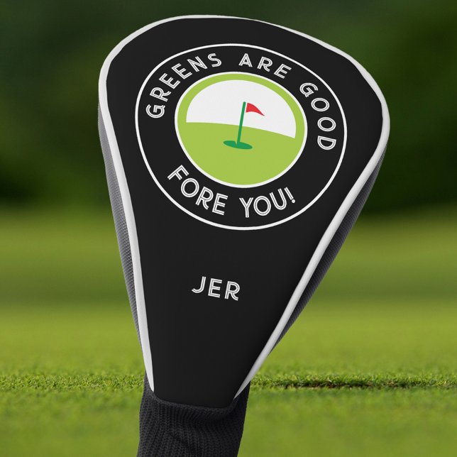 Couvre-club De Golf Greens Are Good Fore You Monogrammed (Greens Are Good Fore You Monogrammed Golf Head Cover)