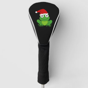 Couvre-club De Golf Grenouille de Noël avec chapeau de Père Noël