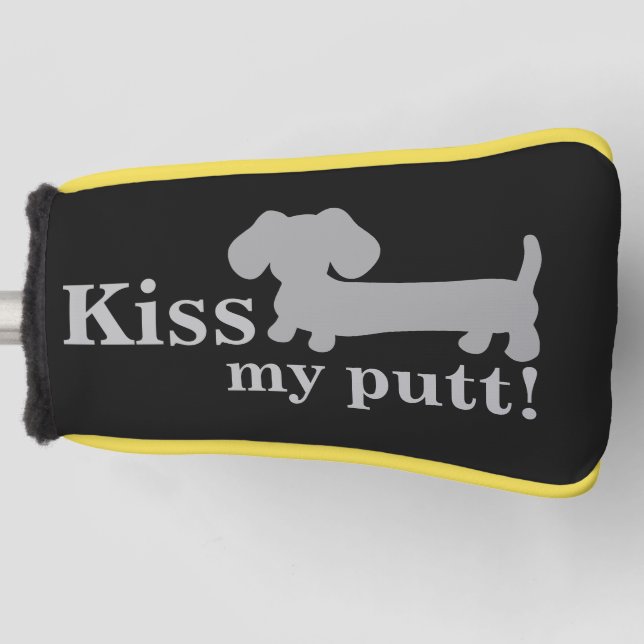 Couvre-club De Golf Grey Kiss My Putt Cheeky Golf Head Dachshund (Devant)