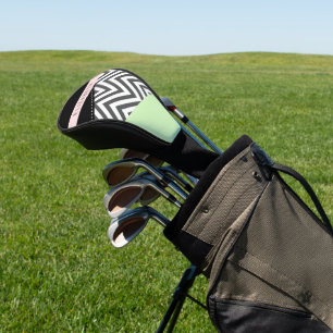 Couvre-club De Golf Grey Zigzag, Grey Chevron, Mint, Votre Nom