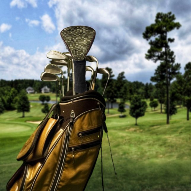 Couvre-club De Golf Grille Brownstone (This Brownstone Grid Golf Club Cover, gives an elegant, understated look to your golf clubs!)