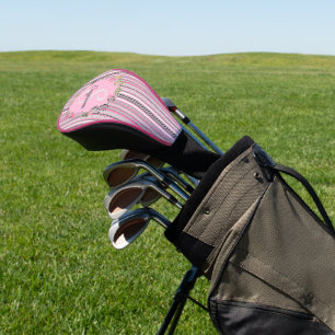 Couvre-club De Golf Gris et rose Motif, Fleurs, Personnalisé