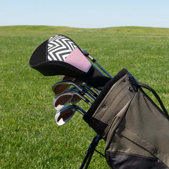 Couvre-club De Golf Gris Zigzag, Gris Chevron, Motif Zigzag, Rose (In Situ)