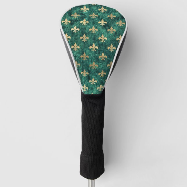 Couvre-club De Golf Grunge Green Velvet Fleur De Lis Mardi Gras (Devant)