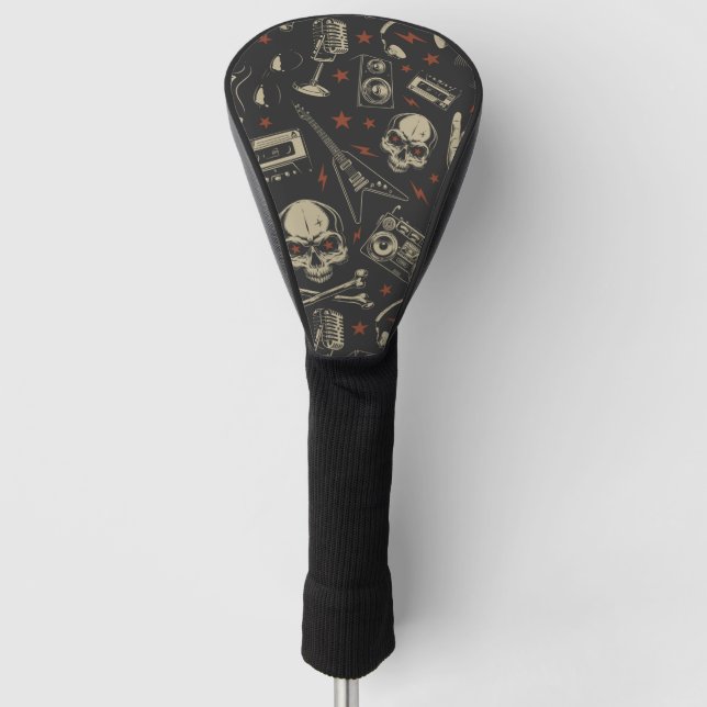 Couvre-club De Golf Grunge musique crâne croisé motif (Devant)