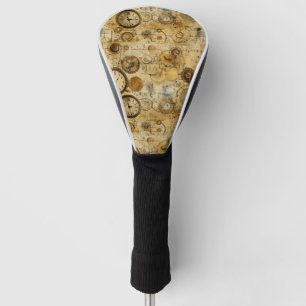 Couvre-club De Golf Grunge Rustic Steampunk Horloge (5)